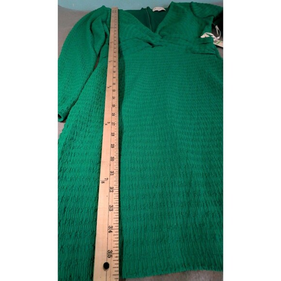 Siena Womens Textured Knit Bodycon Dress Long Sleeve V-Neck Size 8 Green NEW NWT - Picture 16 of 16